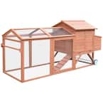 Natural Wooden 0.07-Acre In-Ground Poultry Cage with Wheels Outdoor Run and Nesting Box Natural