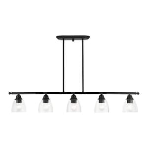Grandview 5-Light Black Linear Chandelier with Clear Glass