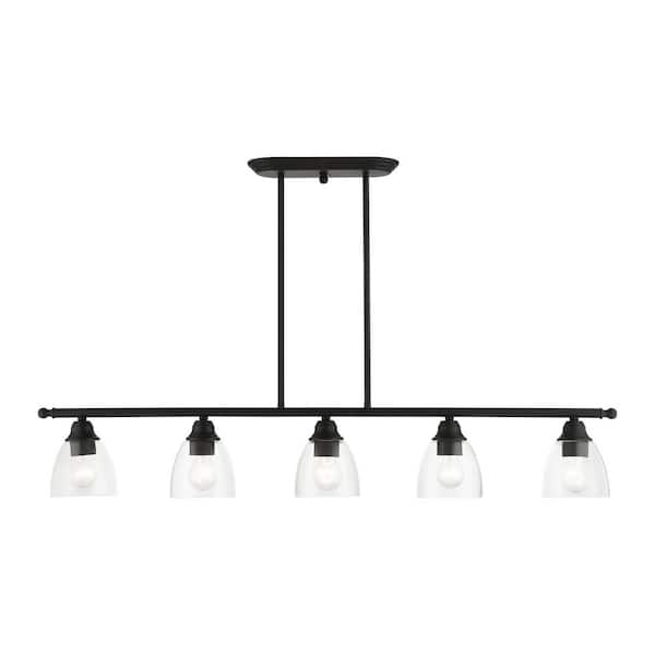 AVIANCE LIGHTING Grandview 5-Light Black Linear Chandelier with Clear Glass