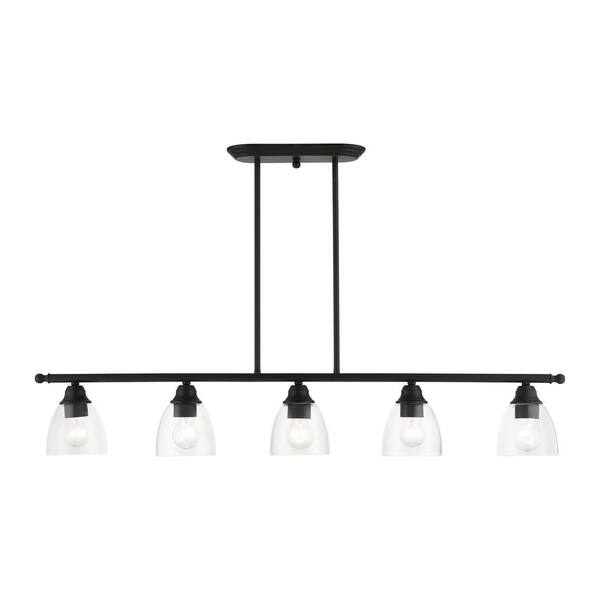 Livex Lighting Montgomery 5 Light Black Linear Chandelier 46338 04 Livex Lighting Montgomery 5 Light Black, 5 Light Linear Chandelier Black
