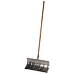 Bigfoot 56 in. Aluminum Blade Snow Shovel Pusher with Non-Stick Coating and Wooden Handle