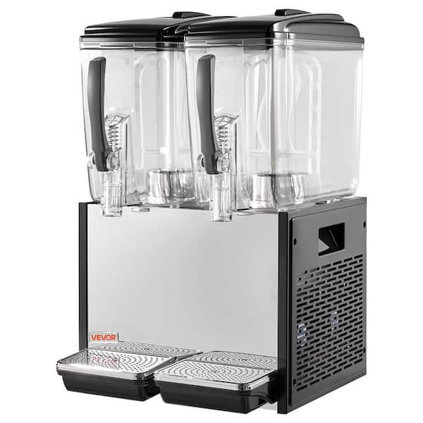 Commercial Beverage Dispenser Black 2 Tanks 12 L / 12.7 qt. Per Tank, Stainless Steel, with 45℉ to 54℉ Cooling Temp