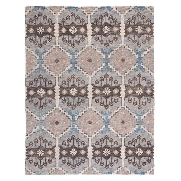 Aspen 10 ft. x 14 ft. Light Blue/Cream Geometric Area Rug