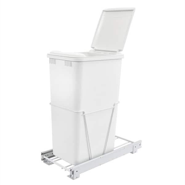 White Single 50 qt. Pullout Trash Can for Kitchen Cabinet