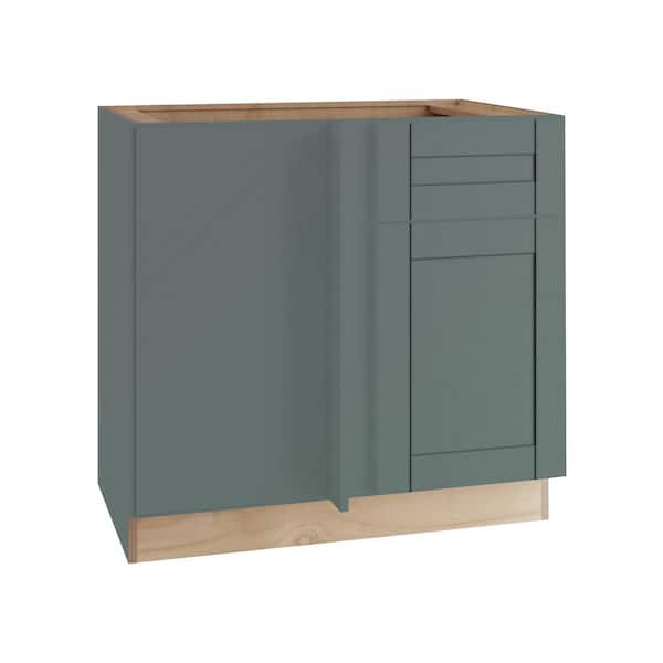 Washington 36 in. W x 24 in. D x 34.5 in. H Assembled Plywood Base Blind Kitchen Cabinet in Green with Soft Close Door