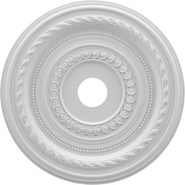 Ekena Millwork 1 in. P x 22 in. O.D. x 3-1/2 in. I.D. Cole Thermoformed PVC Ceiling Medallion Moulding (Fits Canopies Upto 6 in.)