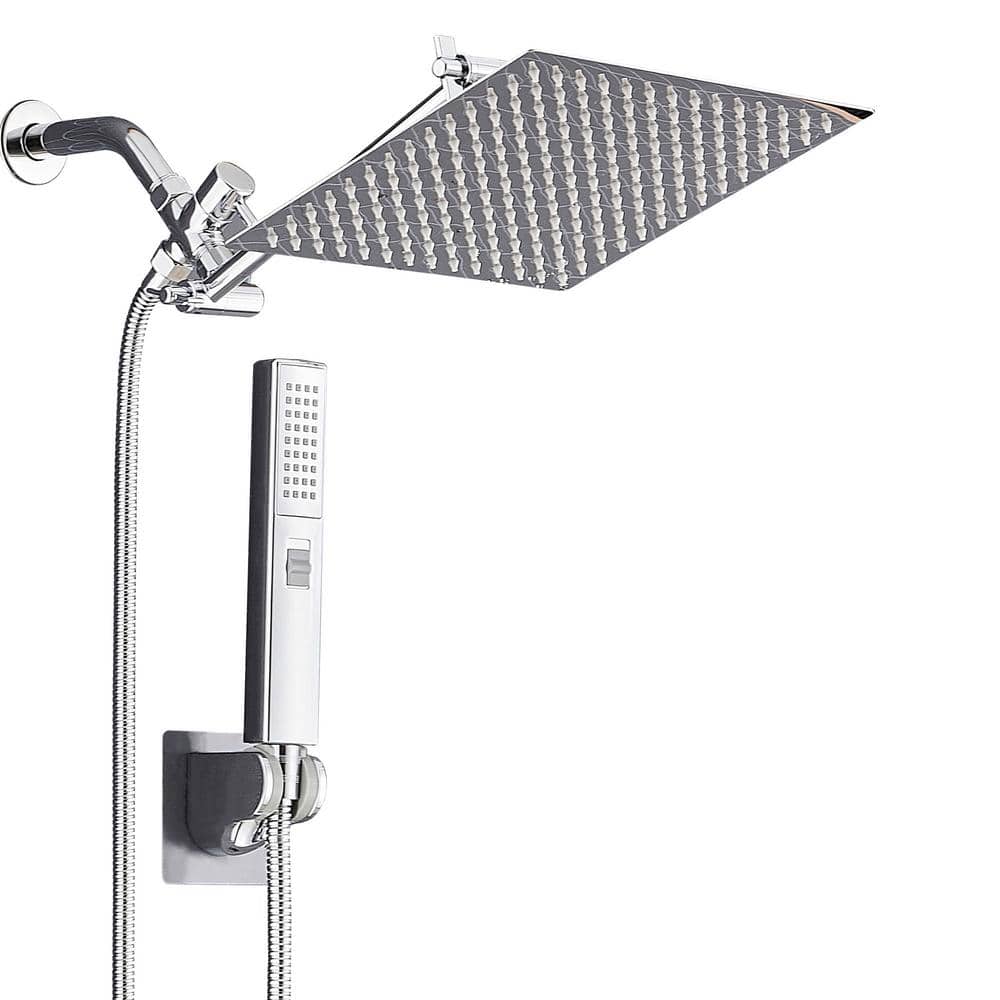 10 in. 3-Spray Settings Wall Mount Handheld Shower Head 2.5 GPM with 180° 