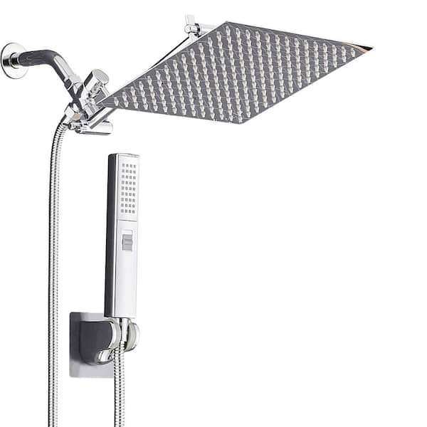 ANZA 10 in. 3-Spray Settings Wall Mount Handheld Shower Head 2.5 GPM with 180° Adjustable in Chrome