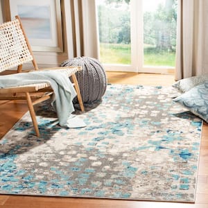 Madison Gray/Blue 5 ft. x 5 ft. Square Distressed Abstract Area Rug