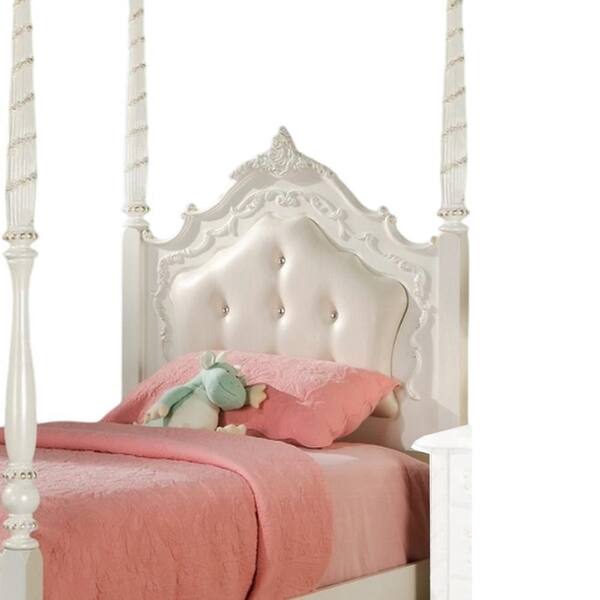Benjara Ziva White Wood Frame Full Platform Bed with