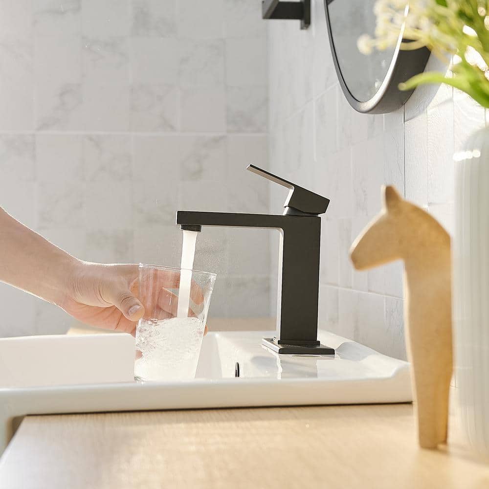 Matte Black Stainless Steel Single Handle Bathroom Faucet