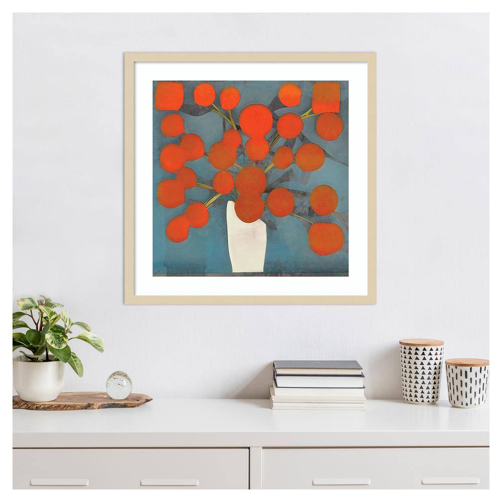 Abstract Orange Flowers in Svelte Natural Frame