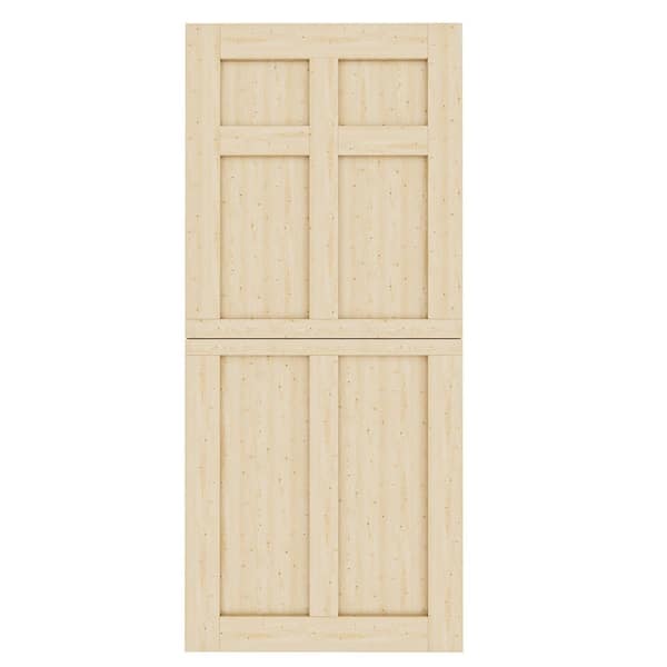 36 in. x 80 in. Solid Pine Universal 6-Panel Unfinished Pine Wood Front Door Slab-Dutch Door Design Split Single Door