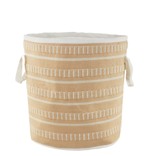 LR Home Valerie Dash Stripe Peach / White Geometric Polyester Indoor/Outdoor Storage Basket