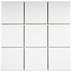 Porcetile White 11.82 in. x 11.82 in. Squares Matte Porcelain Mosaic Wall and Floor Tile (10.67 sq. ft./Case)
