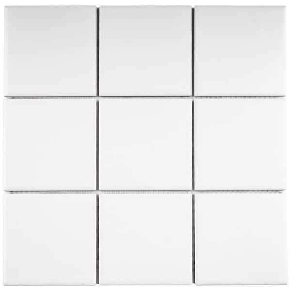MOLOVO Porcetile White 11.82 in. x 11.82 in. Squares Matte Porcelain Mosaic Wall and Floor Tile (10.67 sq. ft./Case)