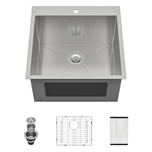 23 in. W x 18 in. D Undermount Stainless Steel Laundry/Utility Sink in Brushed with Pre-Drill Faucet Hole