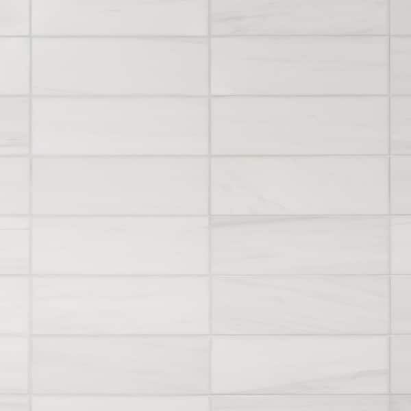 Ivy Hill Tile Bianco Dolomite White 4 in. x 12 in. Polished Marble Floor and Wall Tile (6.56 sq. ft./Case)