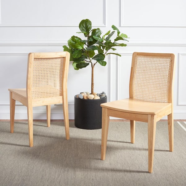 SAFAVIEH Benicio Natural 18.46 in. Wood Dining Chair (Set of 2)