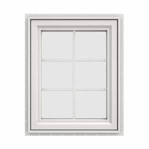 23.5 in. x 35.5 in. V-4500 Series White Vinyl Left-Handed Casement Window with Colonial Grids/Grilles