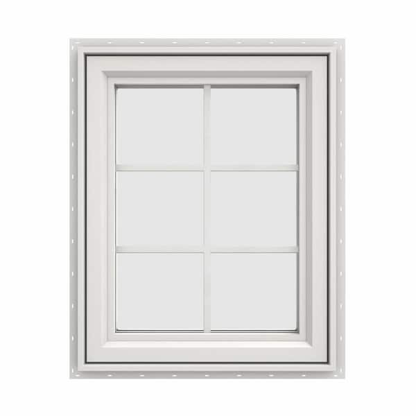 JELD-WEN 23.5 in. x 35.5 in. V-4500 Series White Vinyl Left-Handed Casement Window with Colonial Grids/Grilles