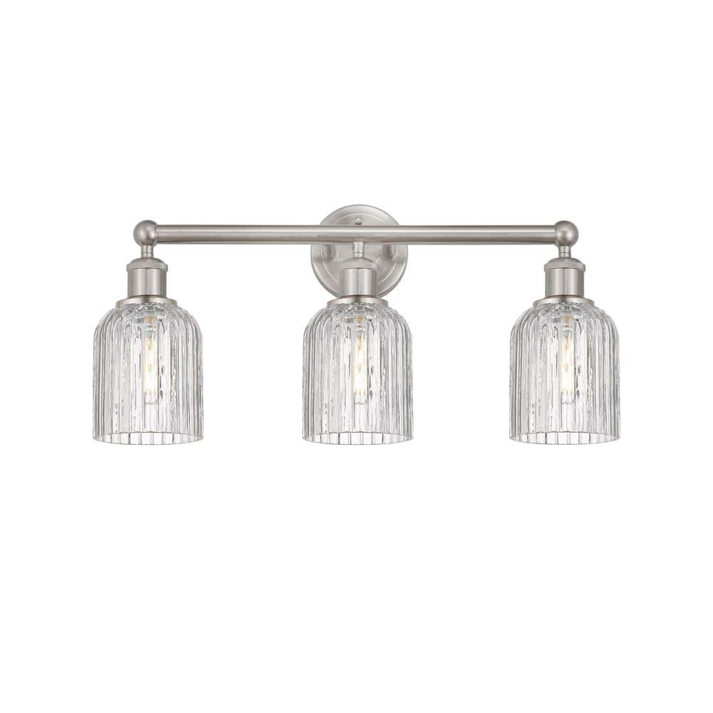 Bridal Veil 23 in. 3-Light Satin Nickel Vanity Light with Glass Shade price history on PriceWatchPro
