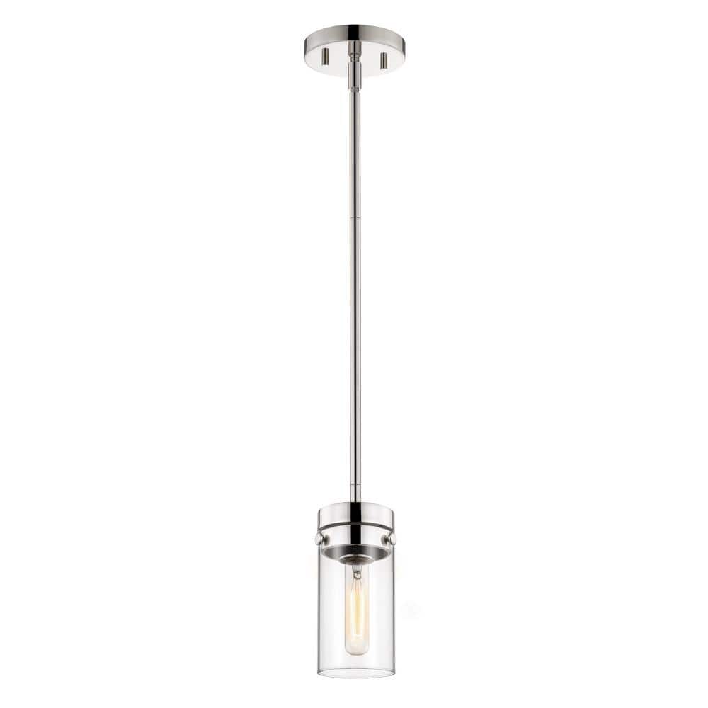 Polished Nickel Mini Pendant with Clear Glass Shade