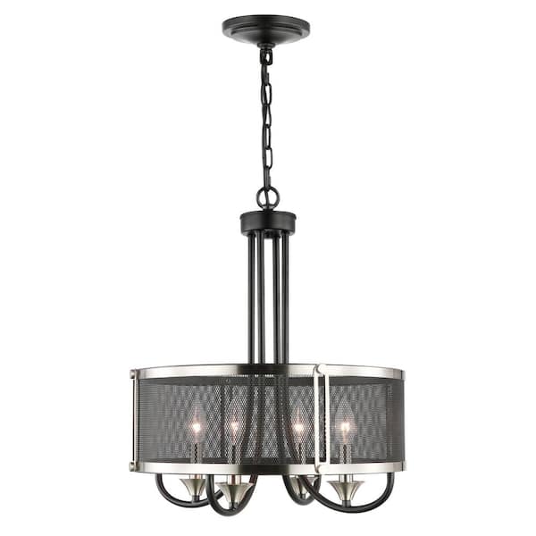 Light Black Silver Chandelier With, Stewart 3 Light Chandelier With Drum Shaders