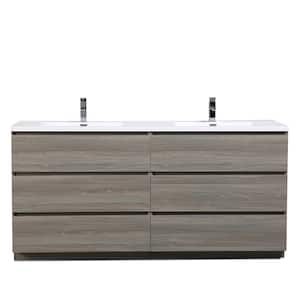 Cascade 70.8 in. W x 19.5 in. D x 34.2 in. H Double Sink Bath Vanity in Maple Grey with White Resin Top