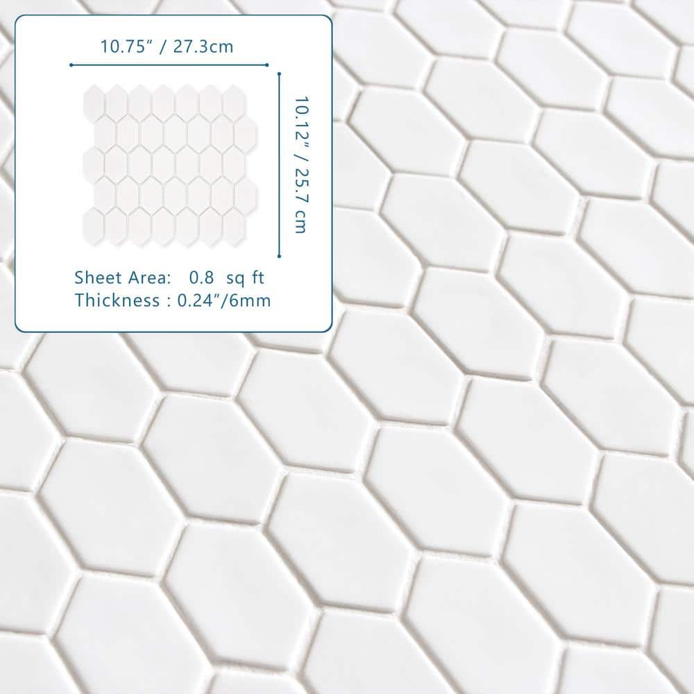 White Hexagonal Matte Glass Mosaic Tile Sheets
