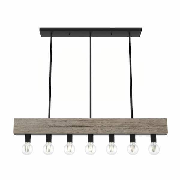 Donelson 7 Light Rustic Iron Linear Chandelier Kitchen Light