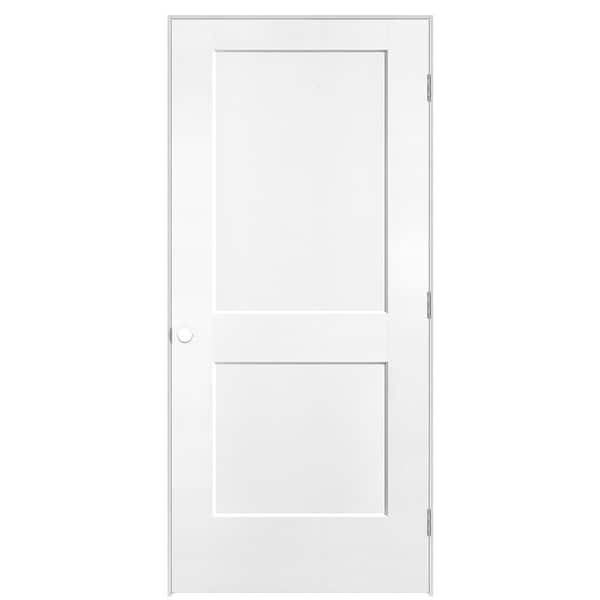 Masonite 36 in. x 80 in. 2-Panel Logan Left-Hand Solid Core Ultra Pure White Molded Composite Single Prehung Interior Door
