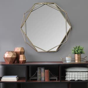 Medium Round Gold Contemporary Mirror (31.5 in. H x 29.53 in. W)