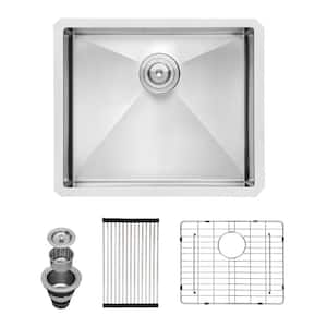 21 in. L x 18 in. W Undermount Single Bowl 16-Gauge Stainless Steel Kitchen Sink in Brushed Nickel