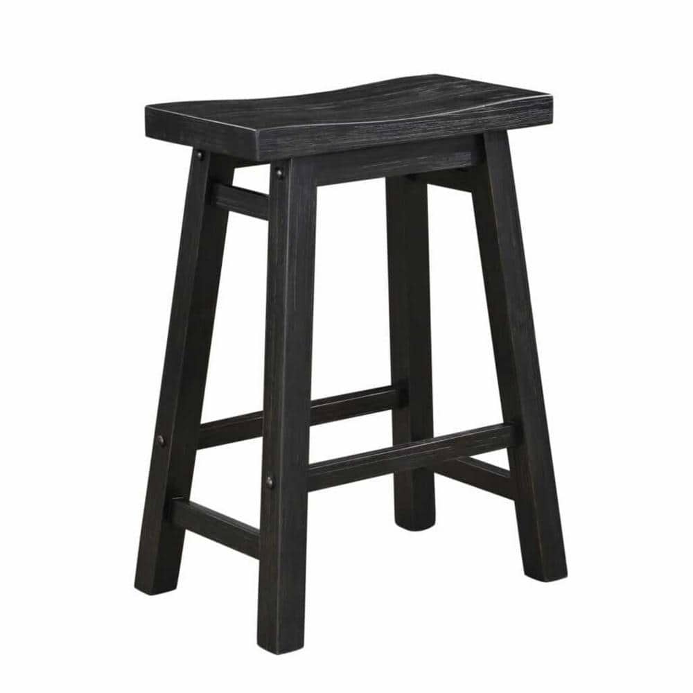 Benjara 19 in. Black Backless Wood Bar Stool BM316526 - The Home Depot