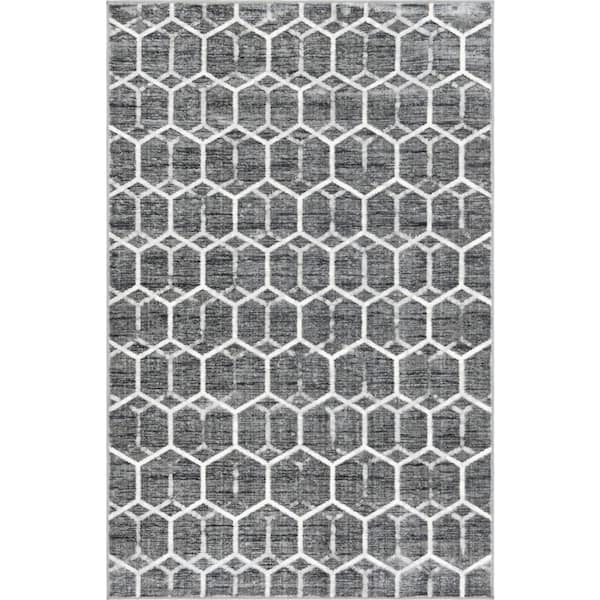 Unique Loom Matrix Trellis Tile Gray 9 ft. 10 in. x 14 ft. Area Rug ...