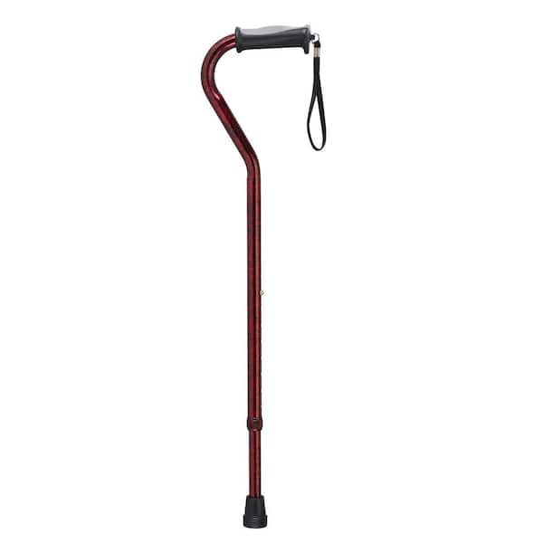 Drive Medical Adjustable Offset Handle Cane with Gel Hand Grip in Red Crackle