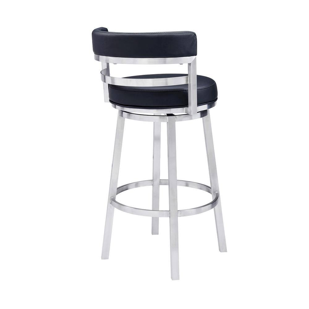 Madrid 26" Black Faux Leather Swivel Counter Stool