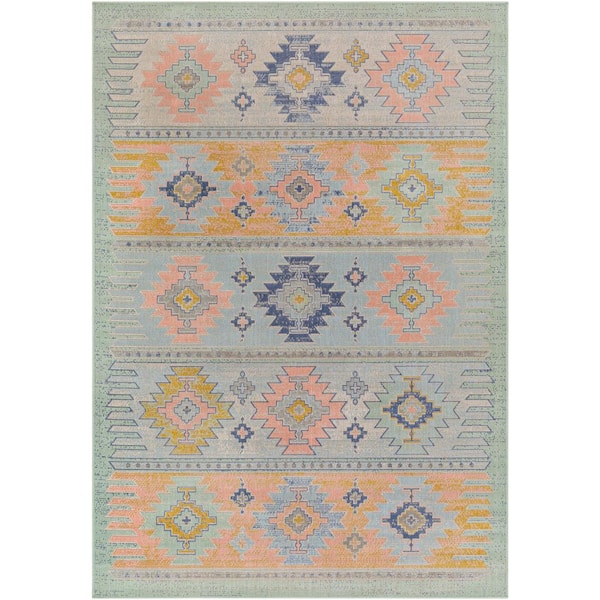 Artistic Weavers Kira Gray/Orange 5 ft. x 8 ft. Rustic Indoor Area Rug