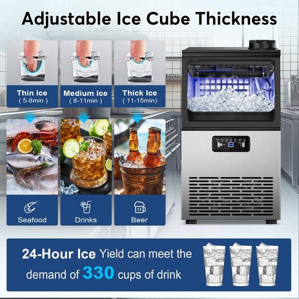 Commercial Ice Maker 90lb Stainless Steel Bar Restaurant Built-in Cube Machine