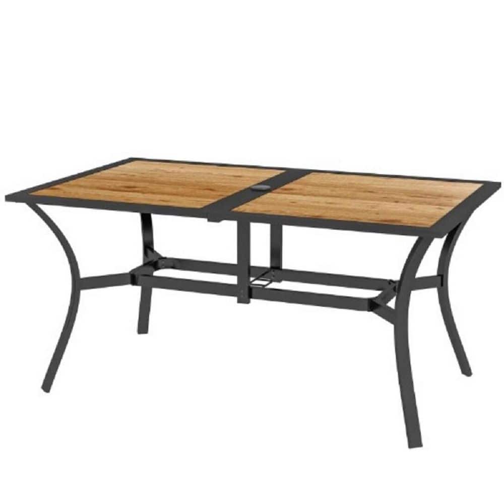 Brown Steel Rectangle Outdoor Side Table, Rectangular Patio Table with ...