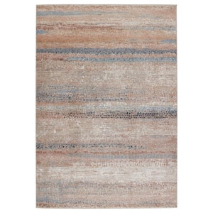 Abrielle Blush/Blue 9 ft.6 in. x 12 ft. Abstract Rectangle Area Rug