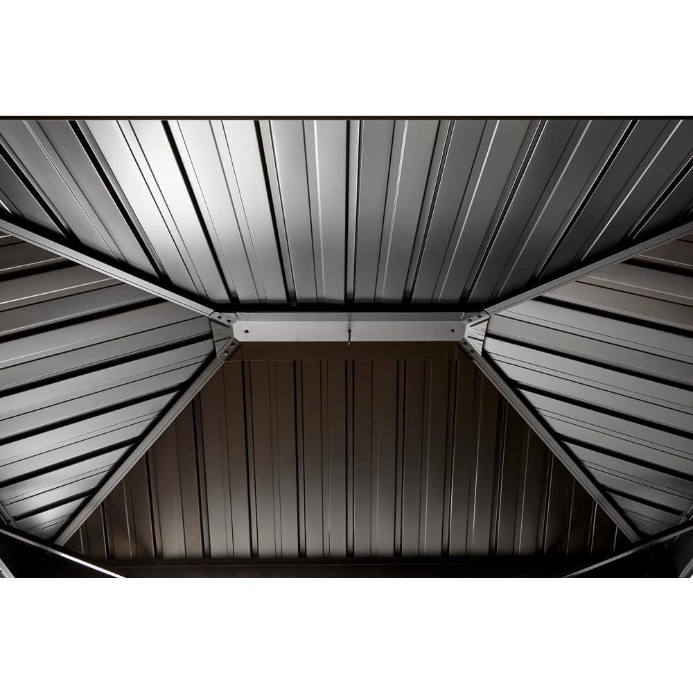 Dakota 6' x 9' Black Aluminum Grill Gazebo with Steel Roof
