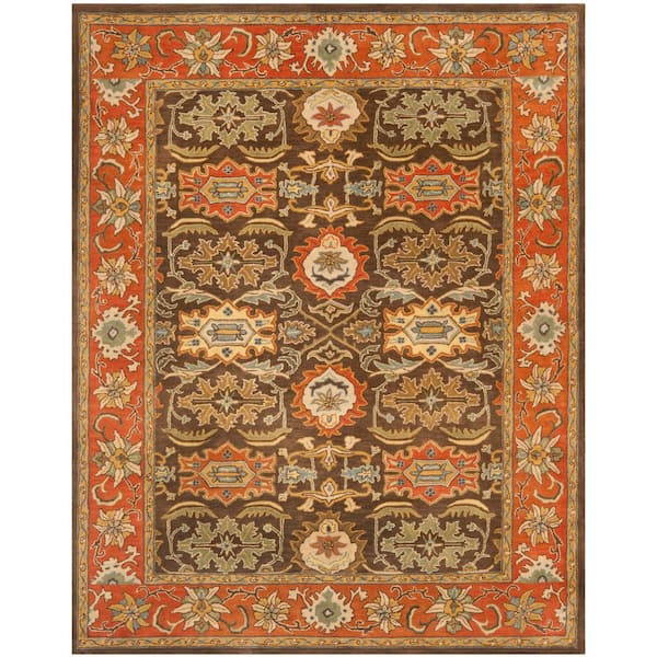 SAFAVIEH Heritage Chocolate/Tangerine 10 ft. x 14 ft. Border Area Rug