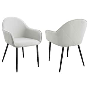 Emma Fog Gray and Black Fabric Dining Arm Chair Set of 2