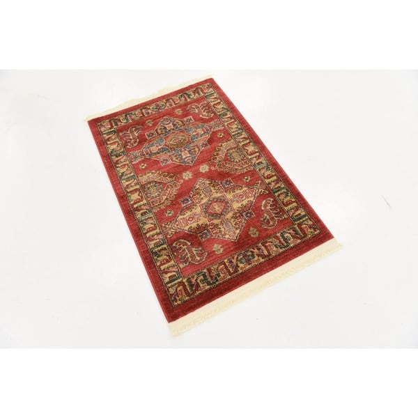 Sahand Philip Red 2 ft. 2 in. x 3 ft. 1 in. Area Rug