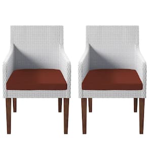 Cushioned Acacia Wood Outdoor Dining Chairs with Terracotta Cushions (Set of 2)