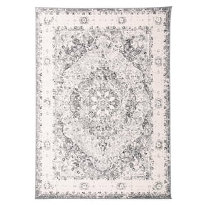 Traditional Distressed Medallion Gray 6 ft. 6 in. x 9 ft. Area Rug