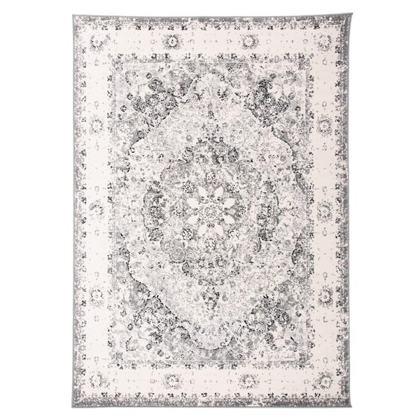 World Rug Gallery Traditional Distressed Medallion Area Rug 5' x 7' Gray
