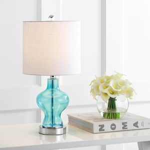 Mer 20.5 in. Aqua Glass/Metal LED Table Lamp